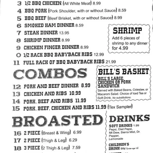 menu
