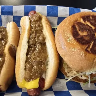 Chili dogs and the Grilled Chicken Sandwich