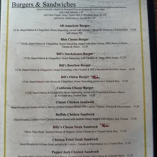 Burgers and sandwiches (Aug 2024)