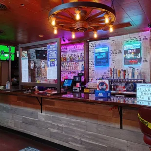 a bar with neon lights