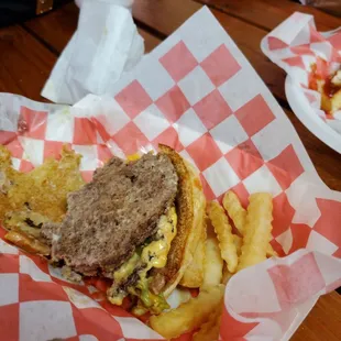 Horrible meat patty Compressed meat