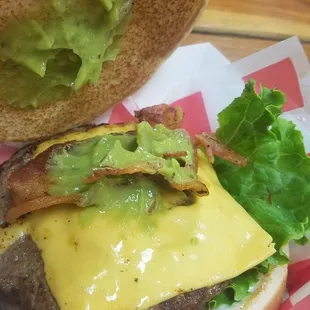 Guacamole burger add bacon