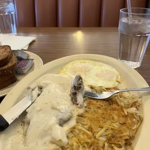 chicken fried steak and eggs. so deep