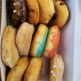 A dozen mixed donuts minus the one I ate.