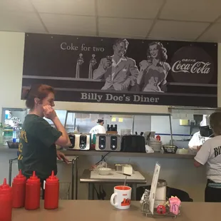 a woman in a diner