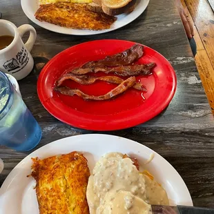 The Sloppy Biscuit and hash browns, billion dollar bacon and Gale's omelette. Outstanding Meal:-),