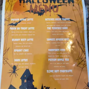 Halloween menu