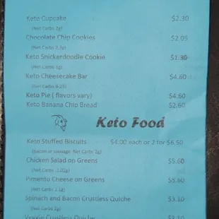 Keto menu