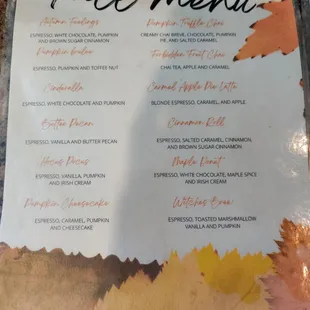 Fall menu