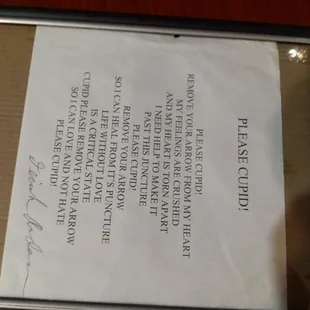 Framed Original Poetry Signed