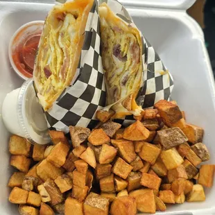 Breakfast burrito with potatoes