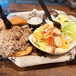 Jumbo Pulled Pork Sandwich with a Side Salad (you know why - resolutions)