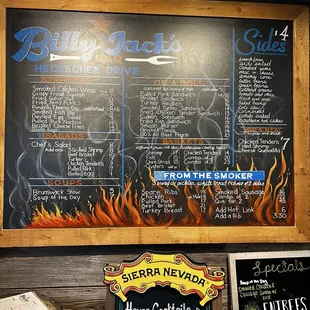 Menu board as you walk in