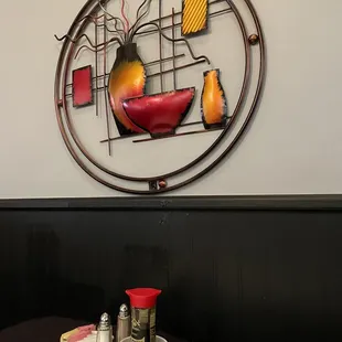 a table with a bowl of food