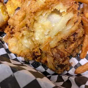 a fried chicken sandwich and french fries