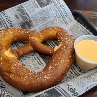 Large Pretzel is soft and very good with cheese sauce