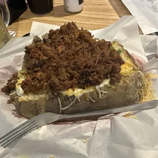 Biggest baked potato ever!! Chopped brisket!