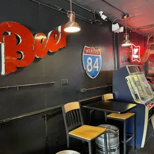 beer kegs and tables
