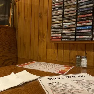 ws a table with menus on it