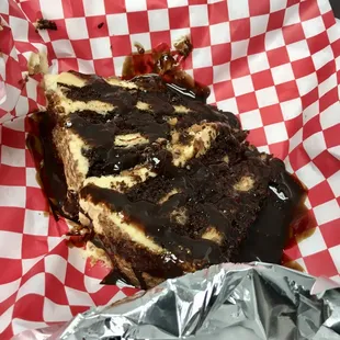 2 pieces of Reese&apos;s Cake 
 Three layers of rich peanut butter and chocolate cake.