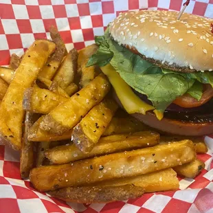 Hot bologna sandwich and beer battered fries