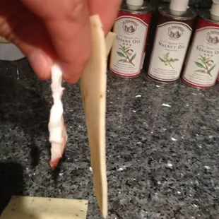 This is how big their sashimi is!!!! Thin like a slice of cheese !!!!