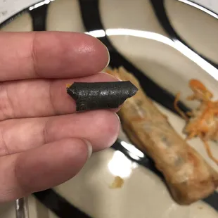 Piece of plastic in my spring roll