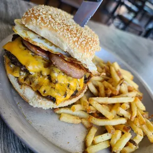 Big Kahuna Burger with fries.