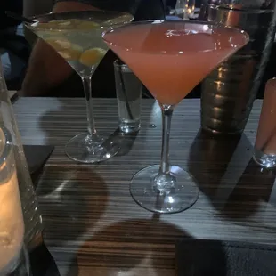 Cranberry martini and gin martini