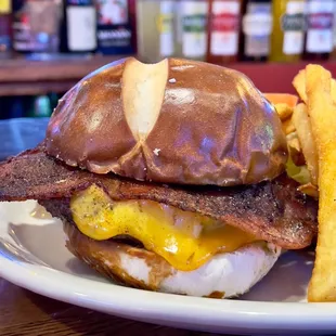 Pretzel Burger w/ Jalapeño Bacon