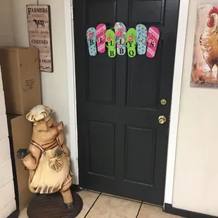 a door with flip flops on it