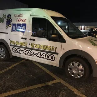 a van parked in a parking lot
