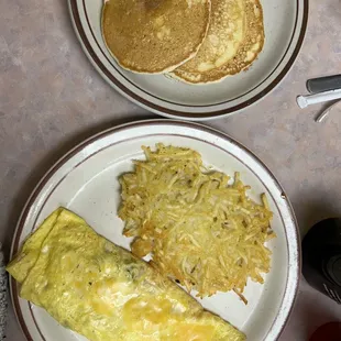 Omelette and pancakes