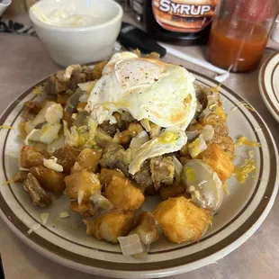 Chicken fried steak potatoes platter