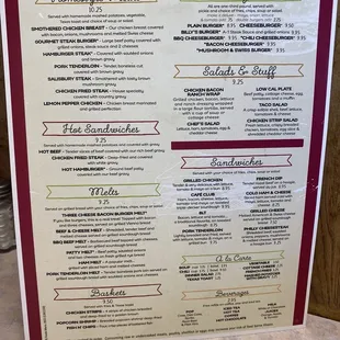 Lunch menu