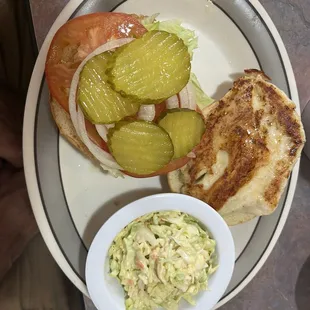 Grilled chicken , coleslaw