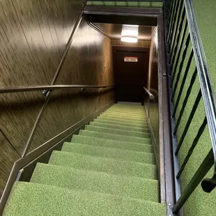 Stairs up to the bathroom.