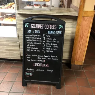 Coffee menu