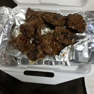 Steak tips they taste great!