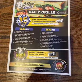 Lunch specials.