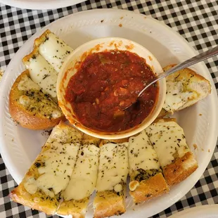 French Garlic Cheesy Bread w/ sauce.