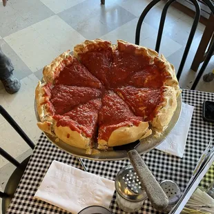 a deep dish pizza