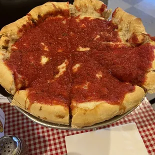 Small meat deep dish pizza