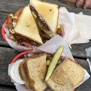 BLT and Reuben sandwiches, fried okra So YUMMY!