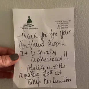 A little something extra I appreciate. Thank you for your excellent service &amp; welcoming demeanor.