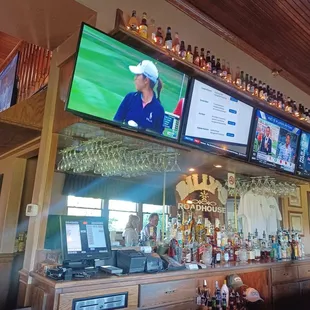 the bar and televisions