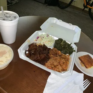 2 meat plate, chopped beef and pulled chicken.