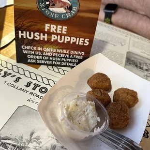 Free hush puppies, yummy!