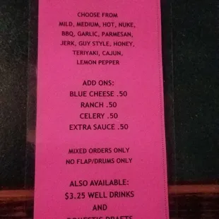 Menu specials