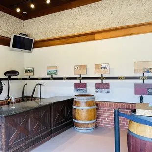 Inside reception of winery, includes timeline of winery